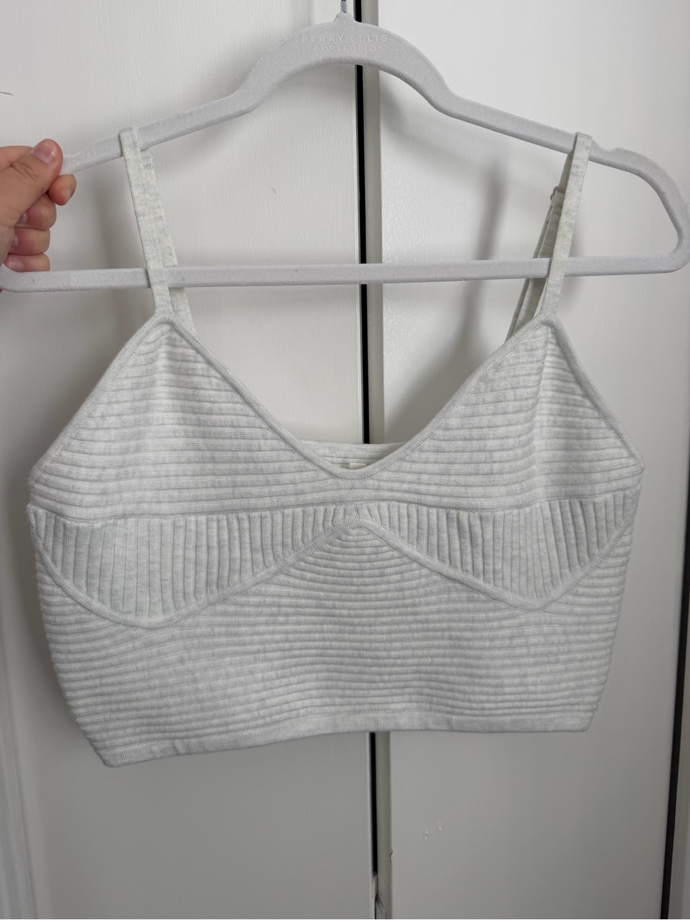 aerie White Ribbed Bralette Tank with Shaped Seams